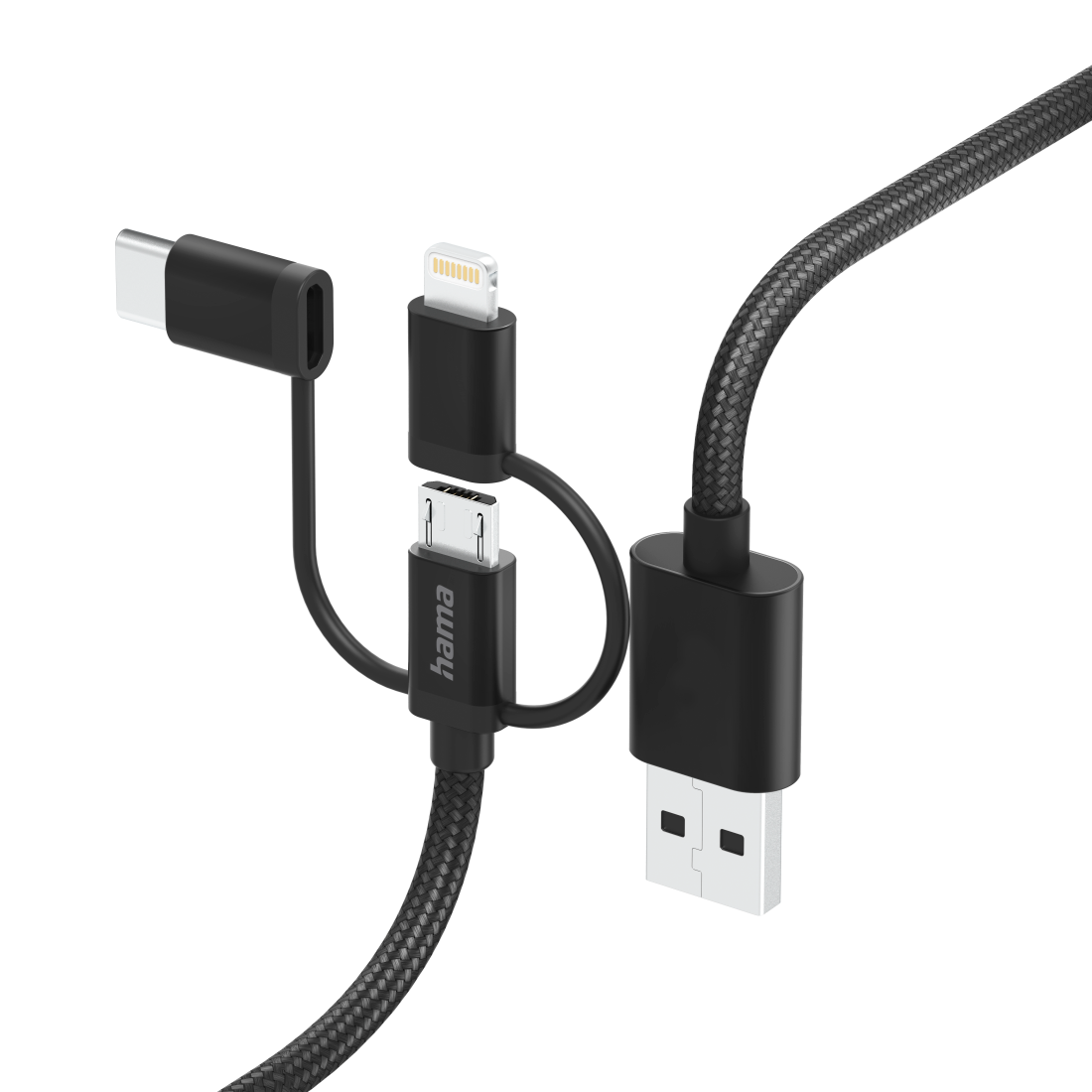 Hama 3-in-1 Multi Charging Cable USB-A Micro-USB Lightning 1.5m