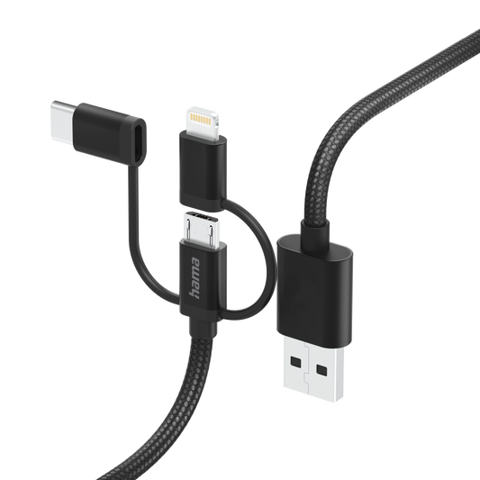 Hama 3-in-1 Multi Charging Cable USB-A Micro-USB Lightning 1.5m